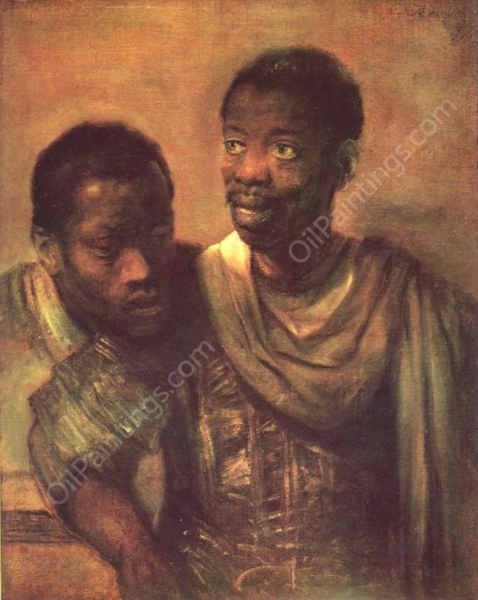 Two Negros by Rembrandt Van Rijn - Hand-Painted Oil Painting Reproduction