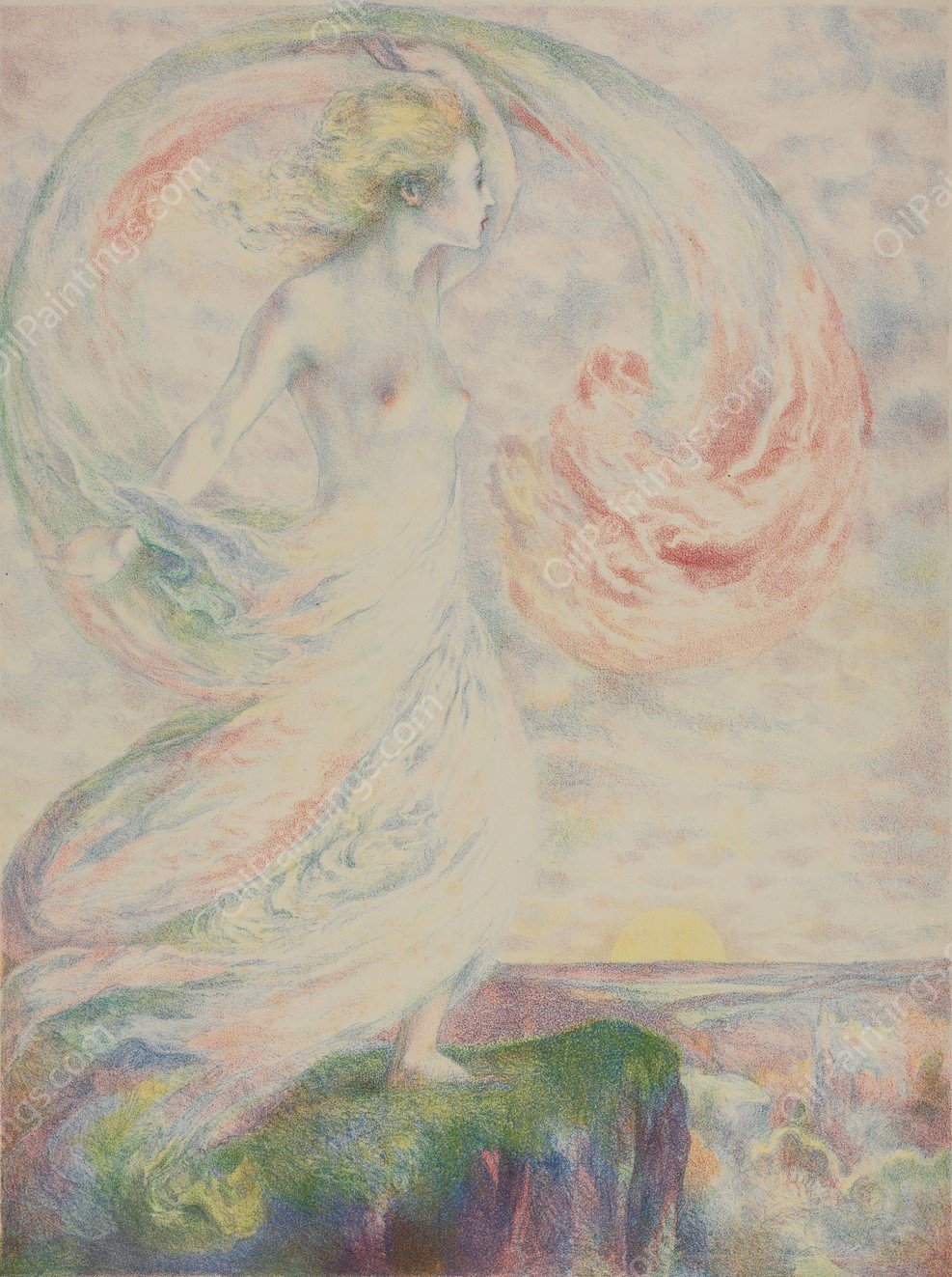 Allegory  by Rene Georges Hermann-Paul - Hand-Painted Oil Painting Reproduction