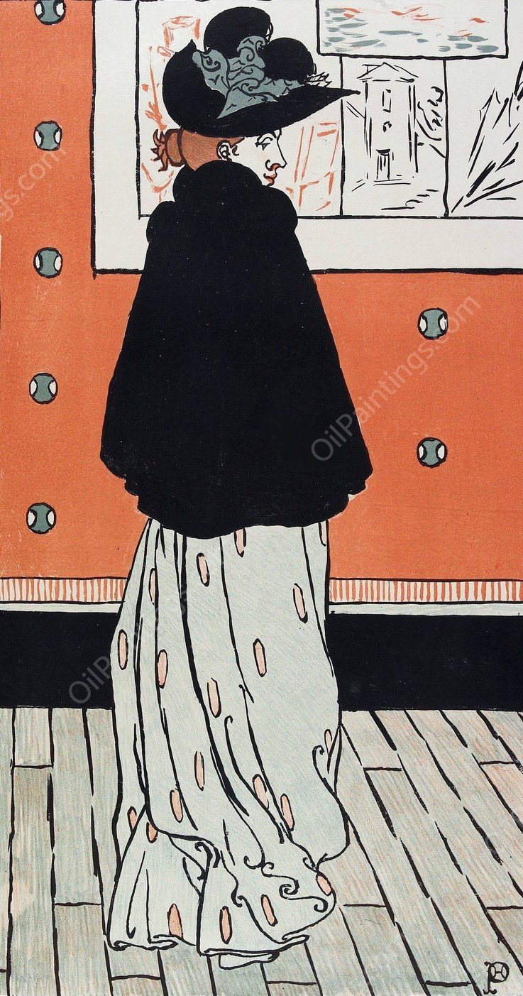 At the Exhibition  by Rene Georges Hermann-Paul - Hand-Painted Oil Painting Reproduction