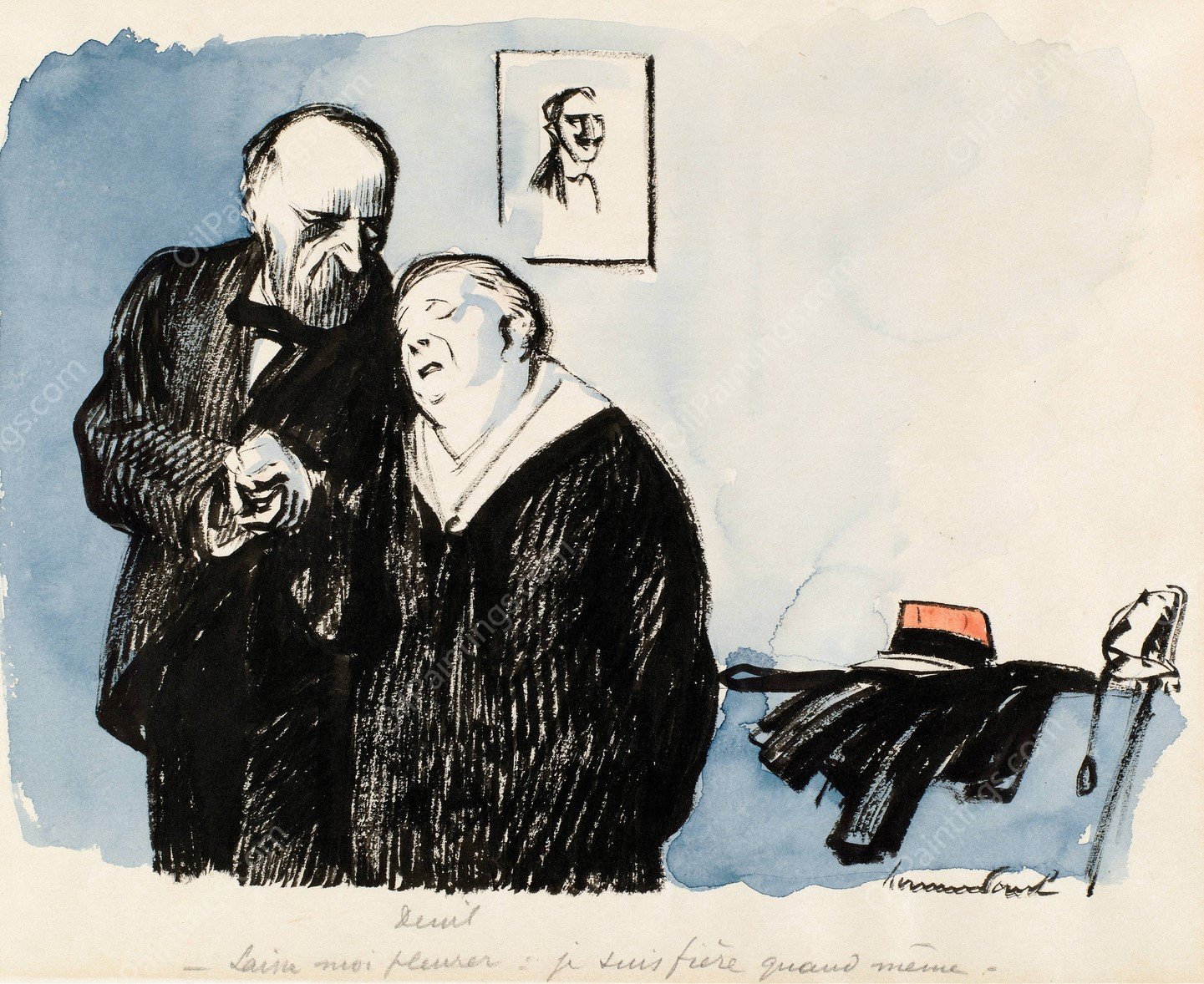 Mourning by Rene Georges Hermann-Paul - Hand-Painted Oil Painting Reproduction