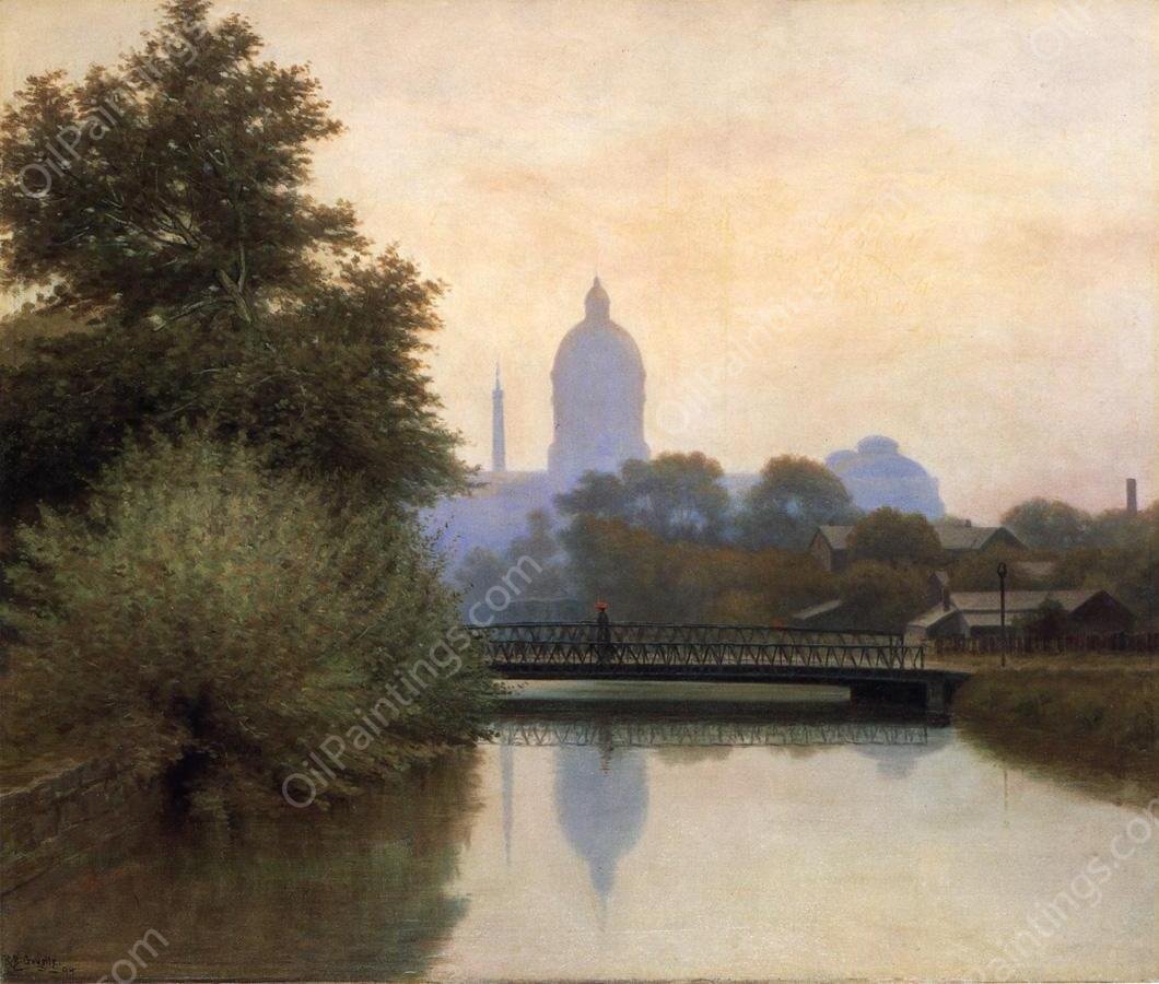 The Canal, Early Morning by Richard B. Gruelle - Hand-Painted Oil Painting Reproduction