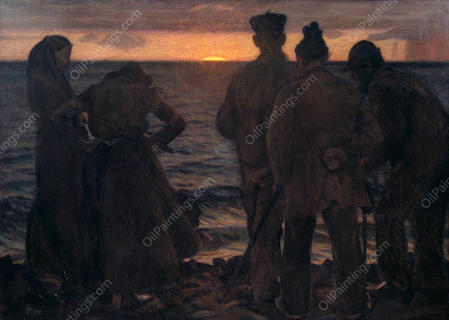 The Old People by the Beach  by Richard Bergh - Hand-Painted Oil Painting Reproduction