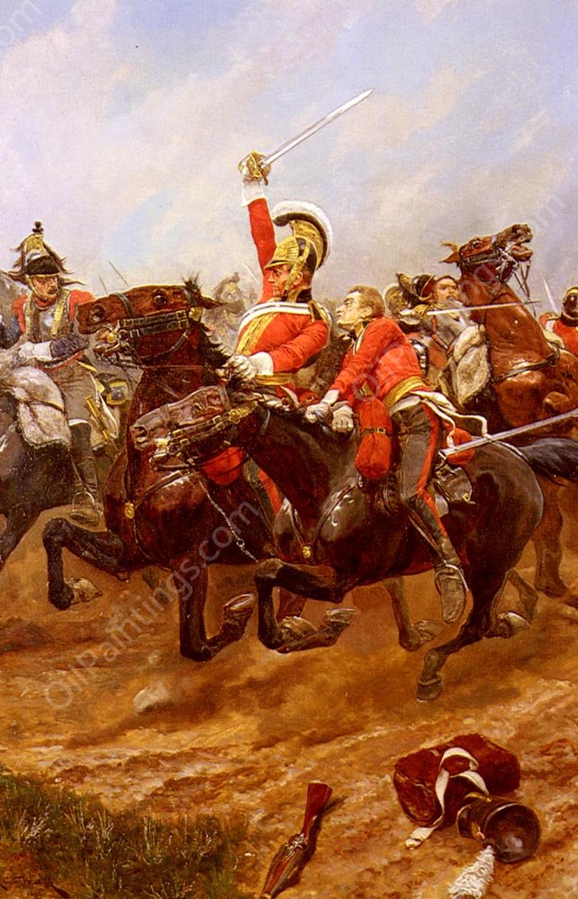 Life-Guards Charging At The Battle Of Waterloo by Richard Caton Woodville - Hand-Painted Oil Painting Reproduction