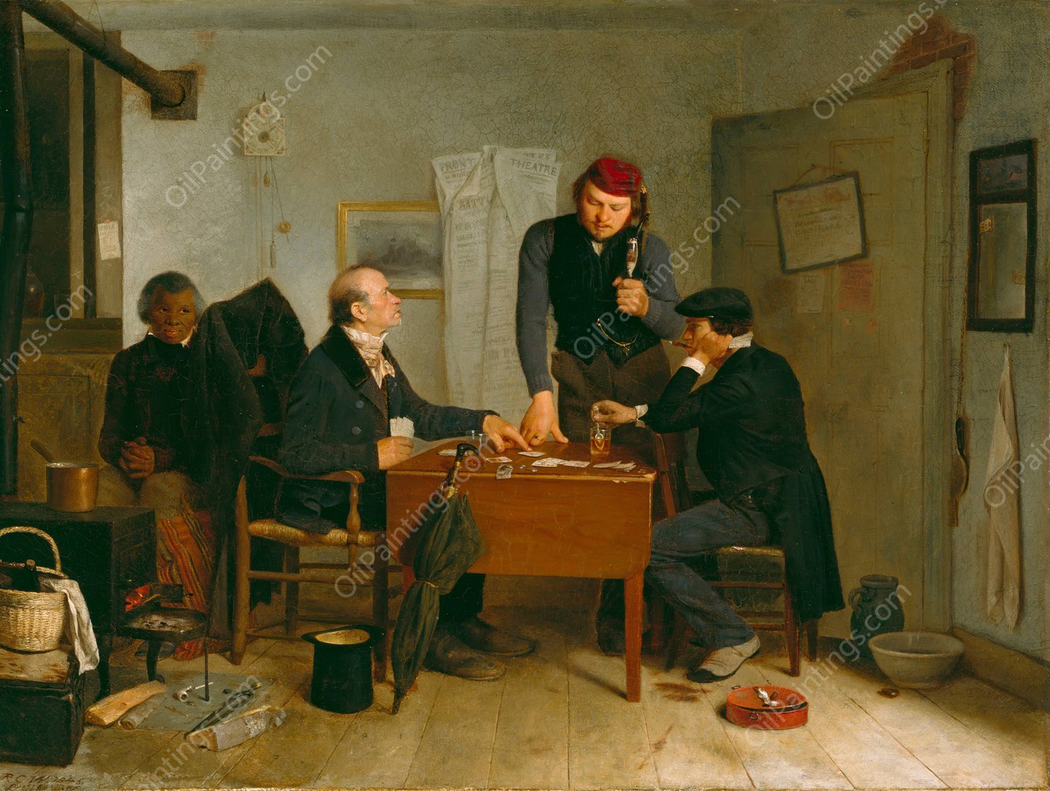 The Card Players  by Richard Caton Woodville - Hand-Painted Oil Painting Reproduction