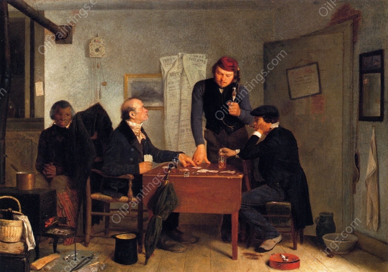 The Card Players by Richard Caton Woodville - Hand-Painted Oil Painting Reproduction