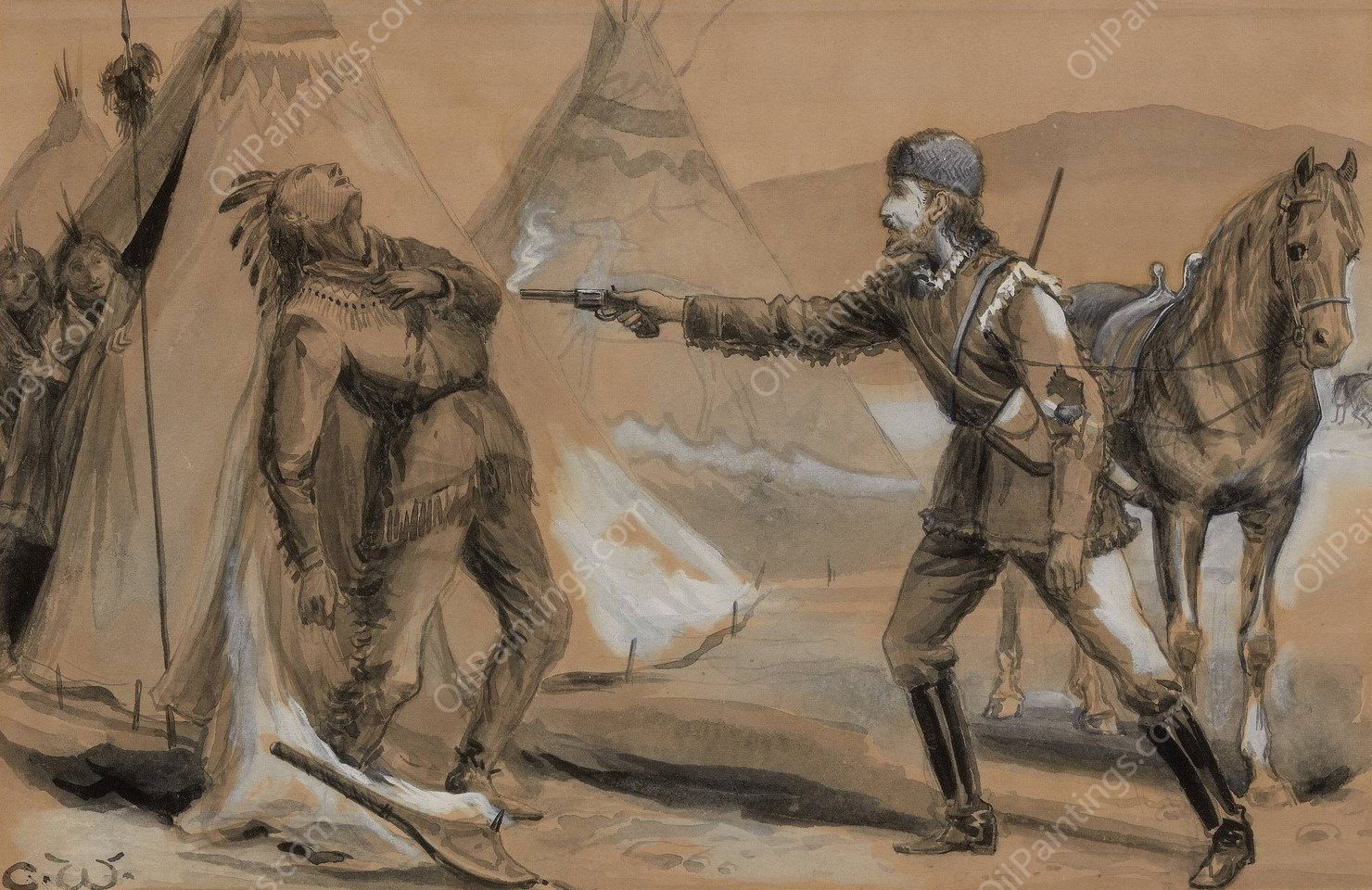 The Confrontation by Richard Caton Woodville - Hand-Painted Oil Painting Reproduction