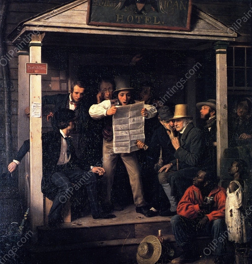 War News from Mexico by Richard Caton Woodville - Hand-Painted Oil Painting Reproduction