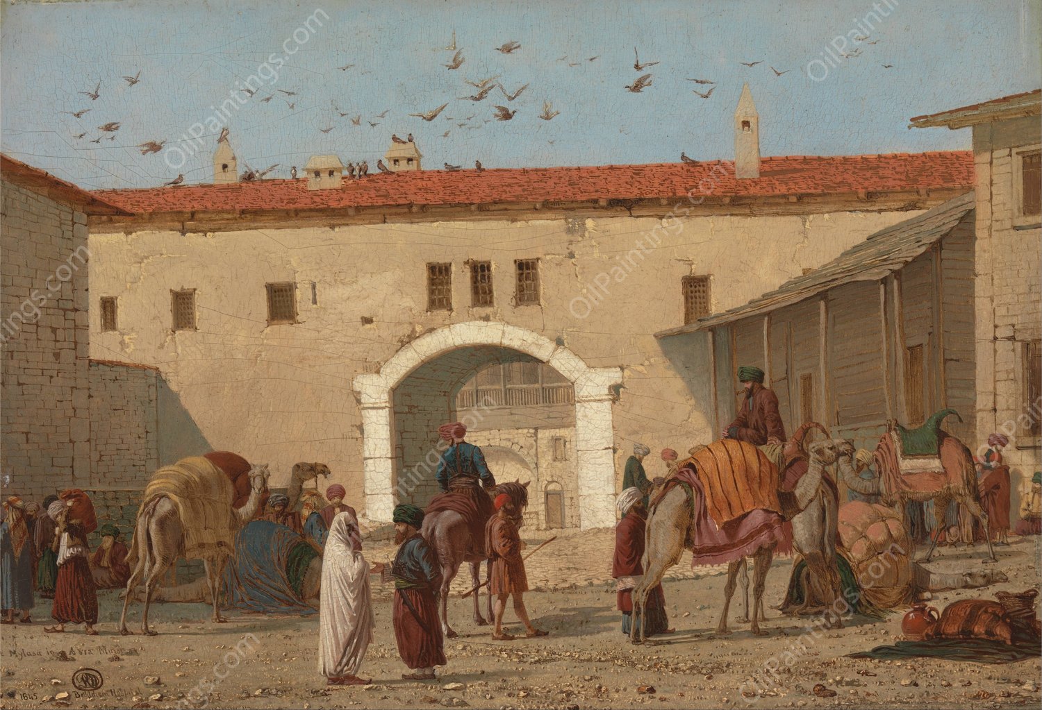 Caravanserai at Mylasa in Asia Minor by Richard Dadd - Hand-Painted Oil Painting Reproduction