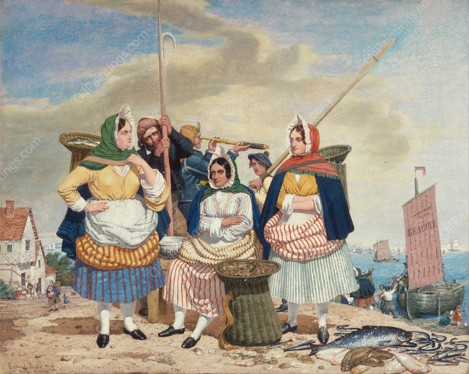 Fish Market by the Sea by Richard Dadd - Hand-Painted Oil Painting Reproduction