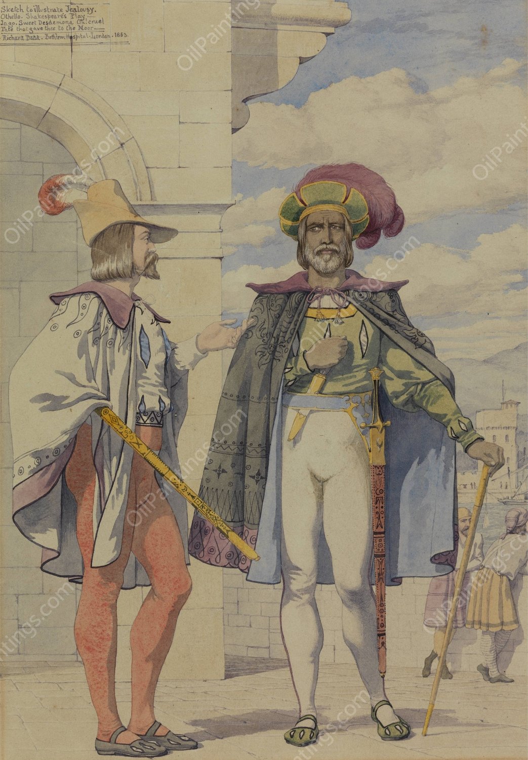 Sketch for the Passions; Jealousy  by Richard Dadd - Hand-Painted Oil Painting Reproduction