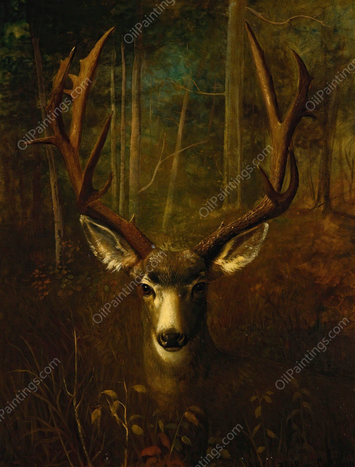 Stag Resting, Colorado Springs by Richard La Barre Goodwin - Hand-Painted Oil Painting Reproduction