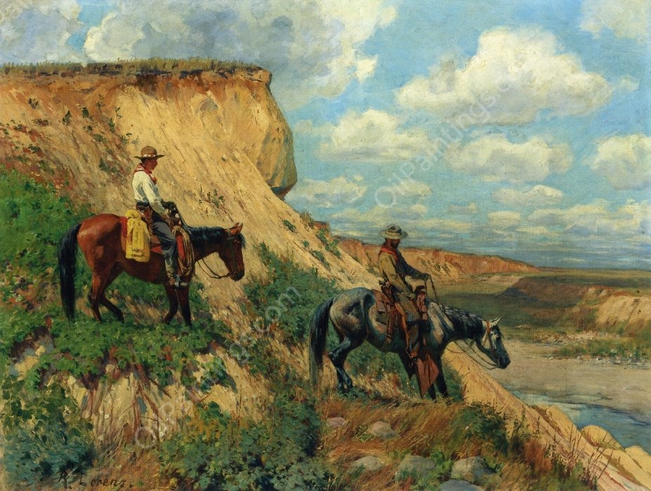 Cow Punchers by Richard Lorenz - Hand-Painted Oil Painting Reproduction