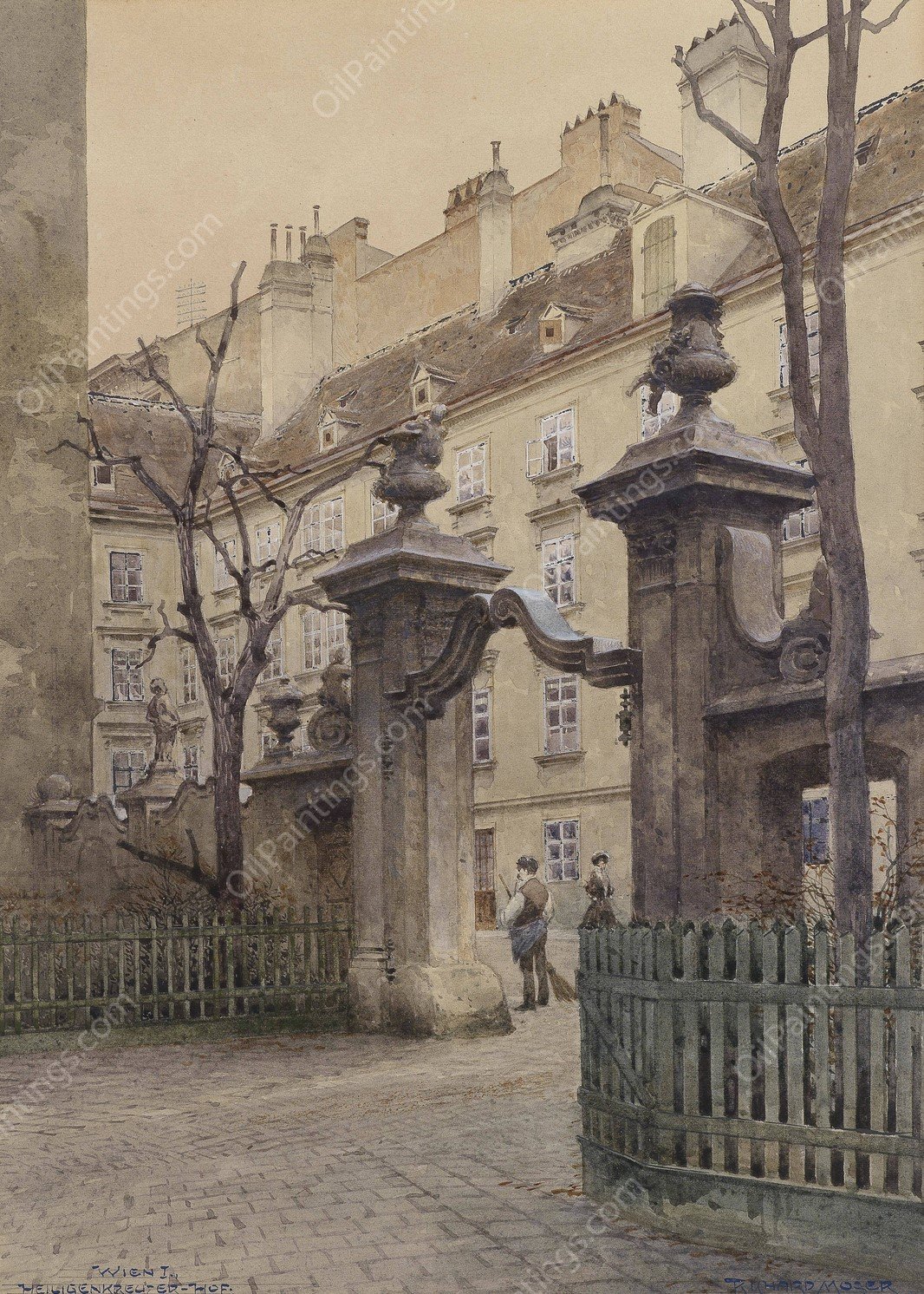 Heiligenkreuzerhof in Wien  by Richard Moser - Hand-Painted Oil Painting Reproduction