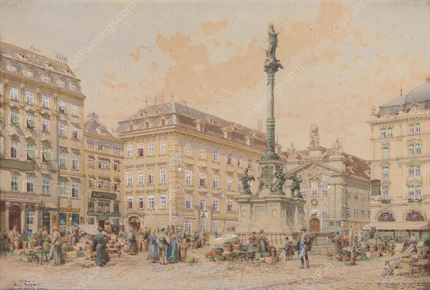 Wien Am Hof by Richard Moser - Hand-Painted Oil Painting Reproduction
