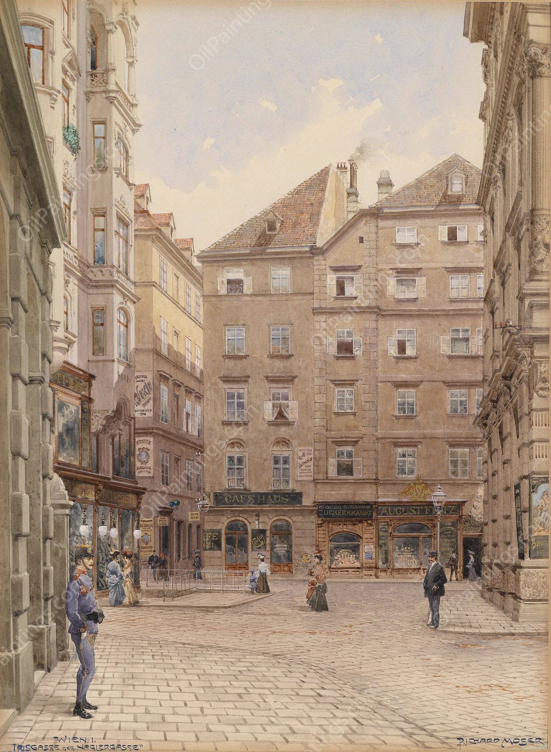 Wien Irisgasse gegen Naglergasse by Richard Moser - Hand-Painted Oil Painting Reproduction