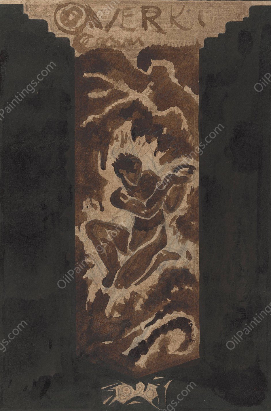 Eerste ontwerp voor de boekband voor Over Kunst, II, door R.N. Roland Holst  by Richard Nicolaus Roland Holst - Hand-Painted Oil Painting Reproduction