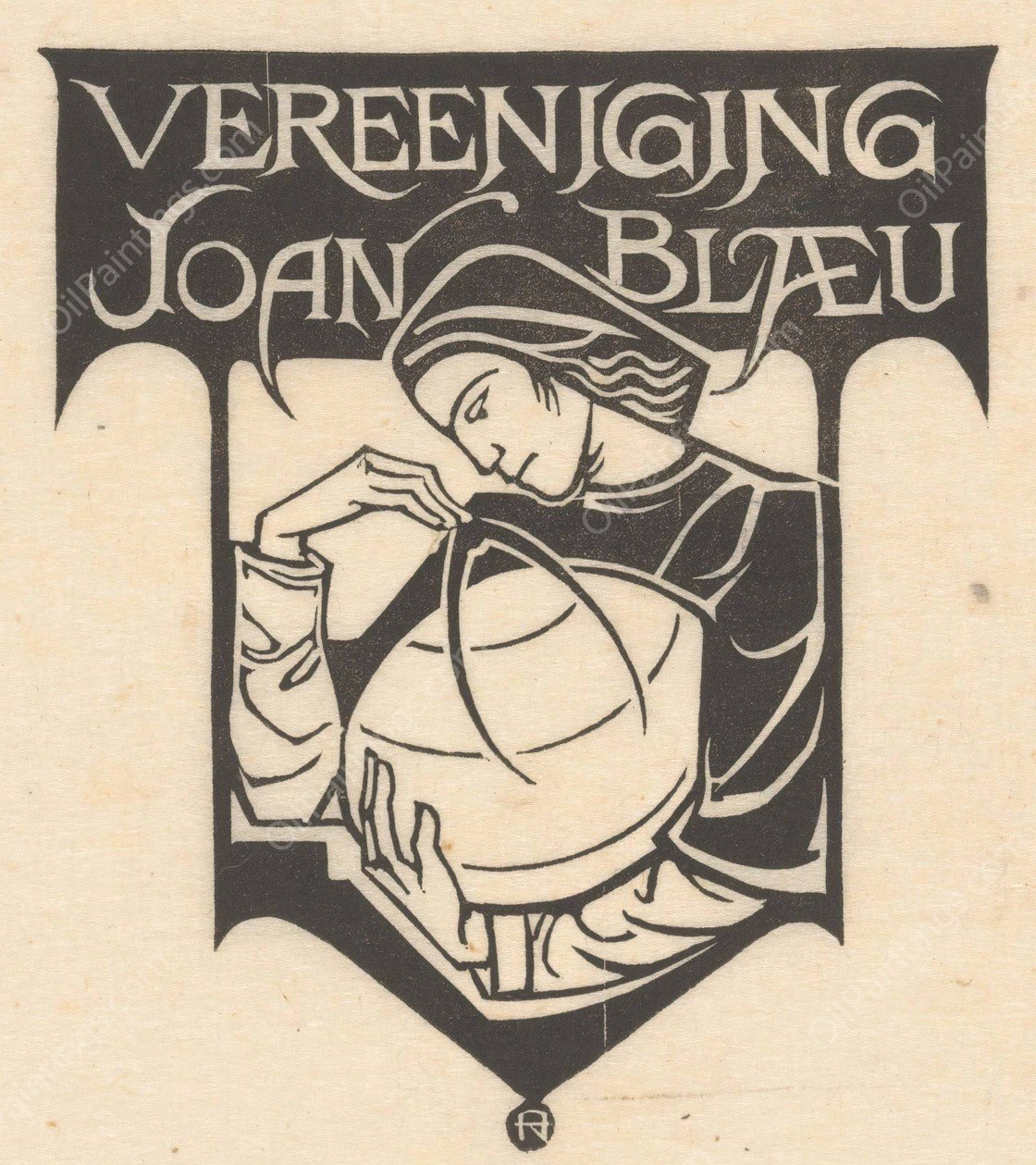 Ex libris van de Vereeniging Joan Blaeu  by Richard Nicolaus Roland Holst - Hand-Painted Oil Painting Reproduction