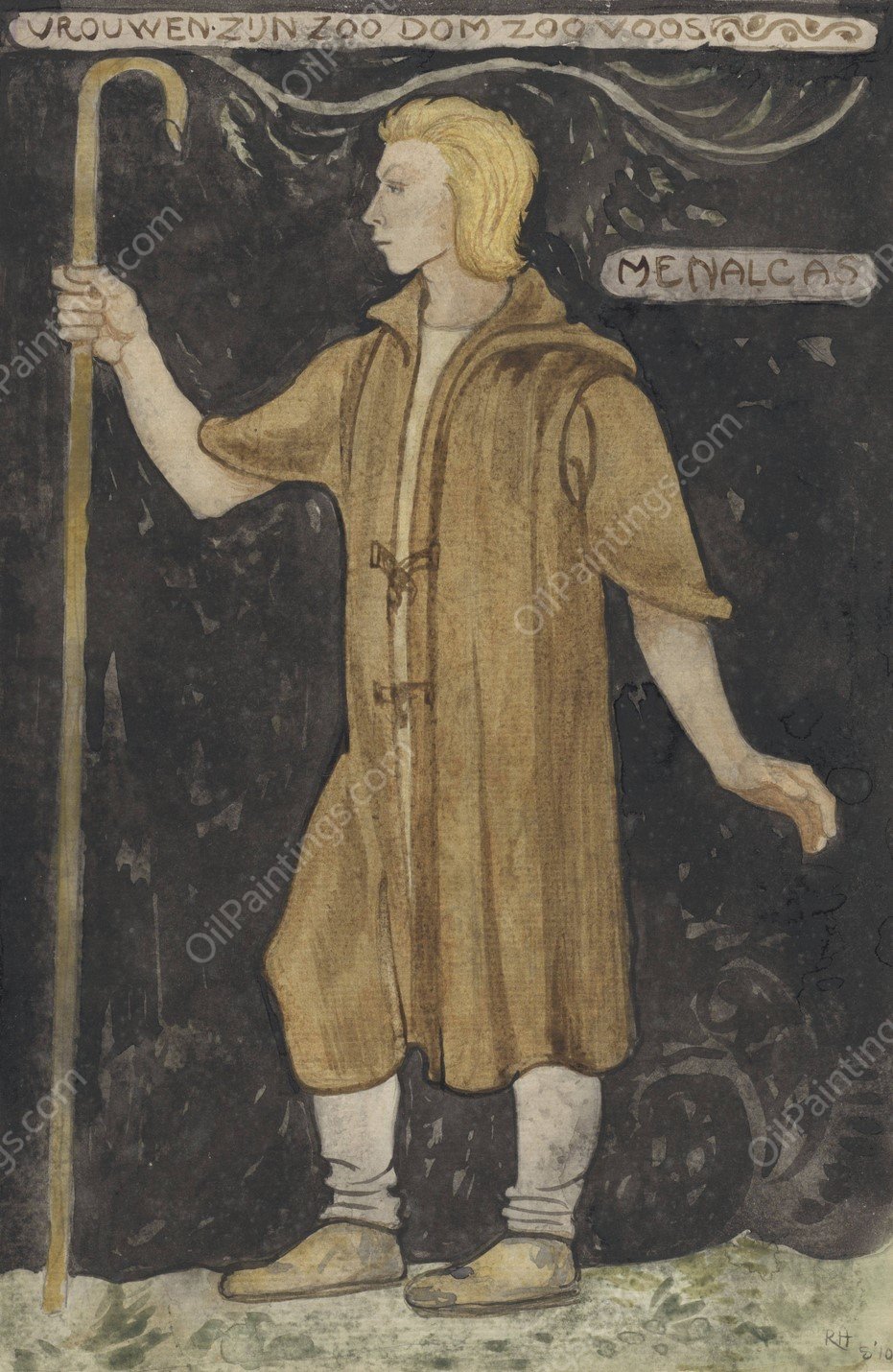 Ontwerp voor kostuum voor Menalcas  by Richard Nicolaus Roland Holst - Hand-Painted Oil Painting Reproduction