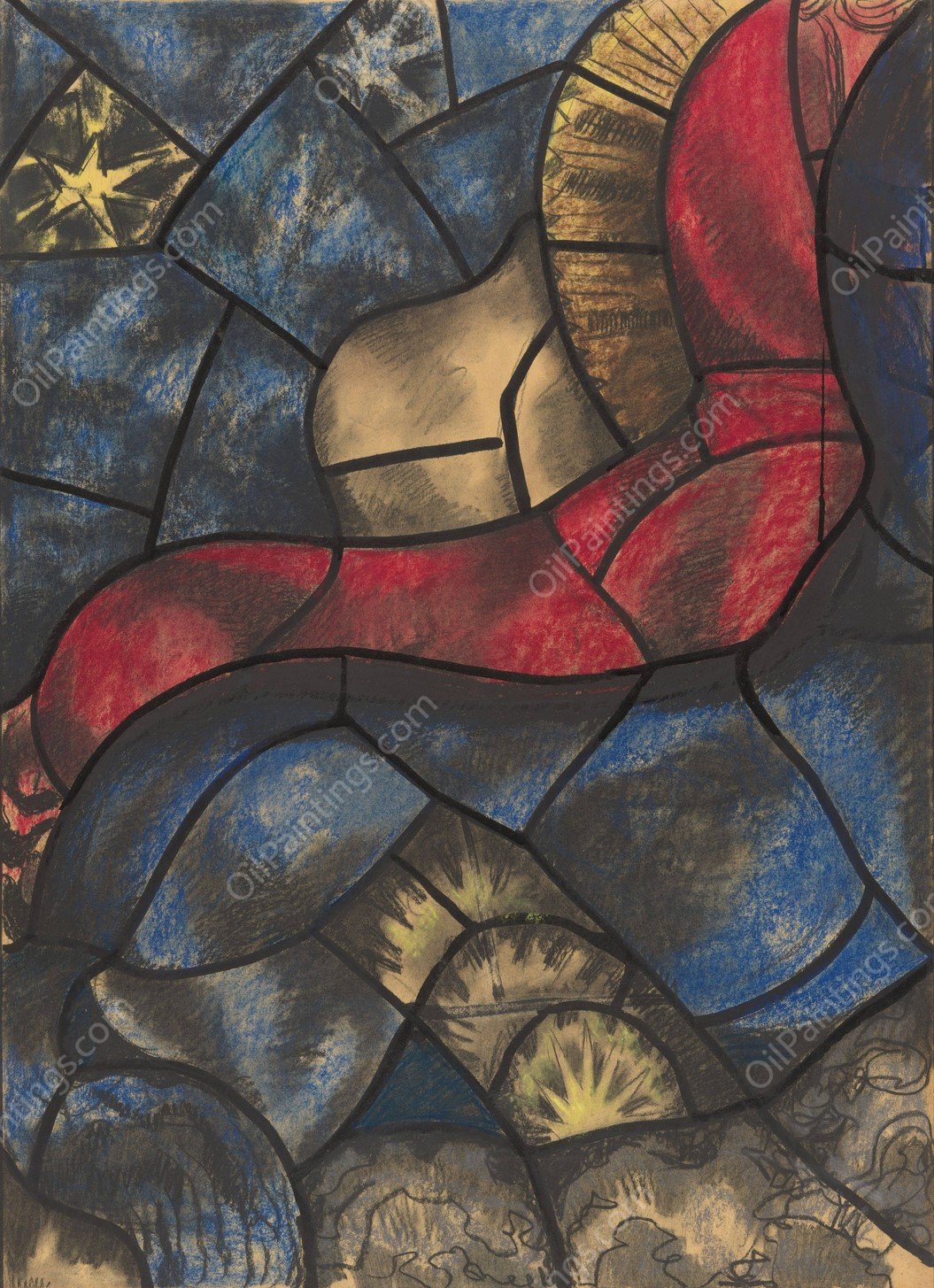 Ontwerp voor raam in het Noordertransept in de Dom te Utrecht 14  by Richard Nicolaus Roland Holst - Hand-Painted Oil Painting Reproduction