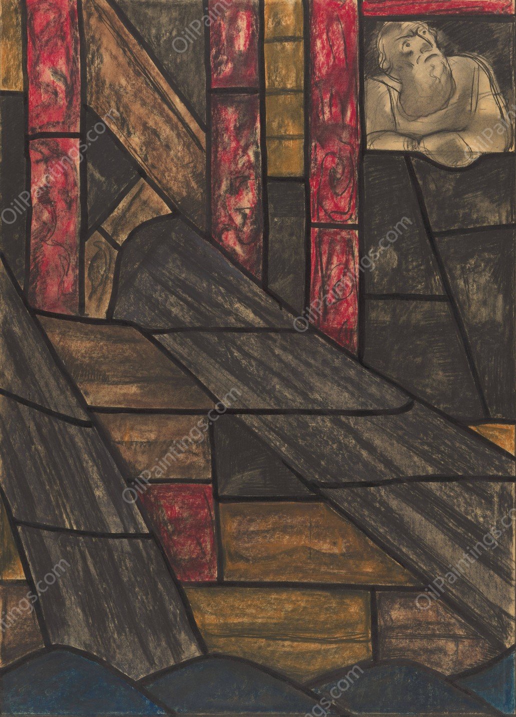 Ontwerp voor raam in het Noordertransept in de Dom te Utrecht 4  by Richard Nicolaus Roland Holst - Hand-Painted Oil Painting Reproduction