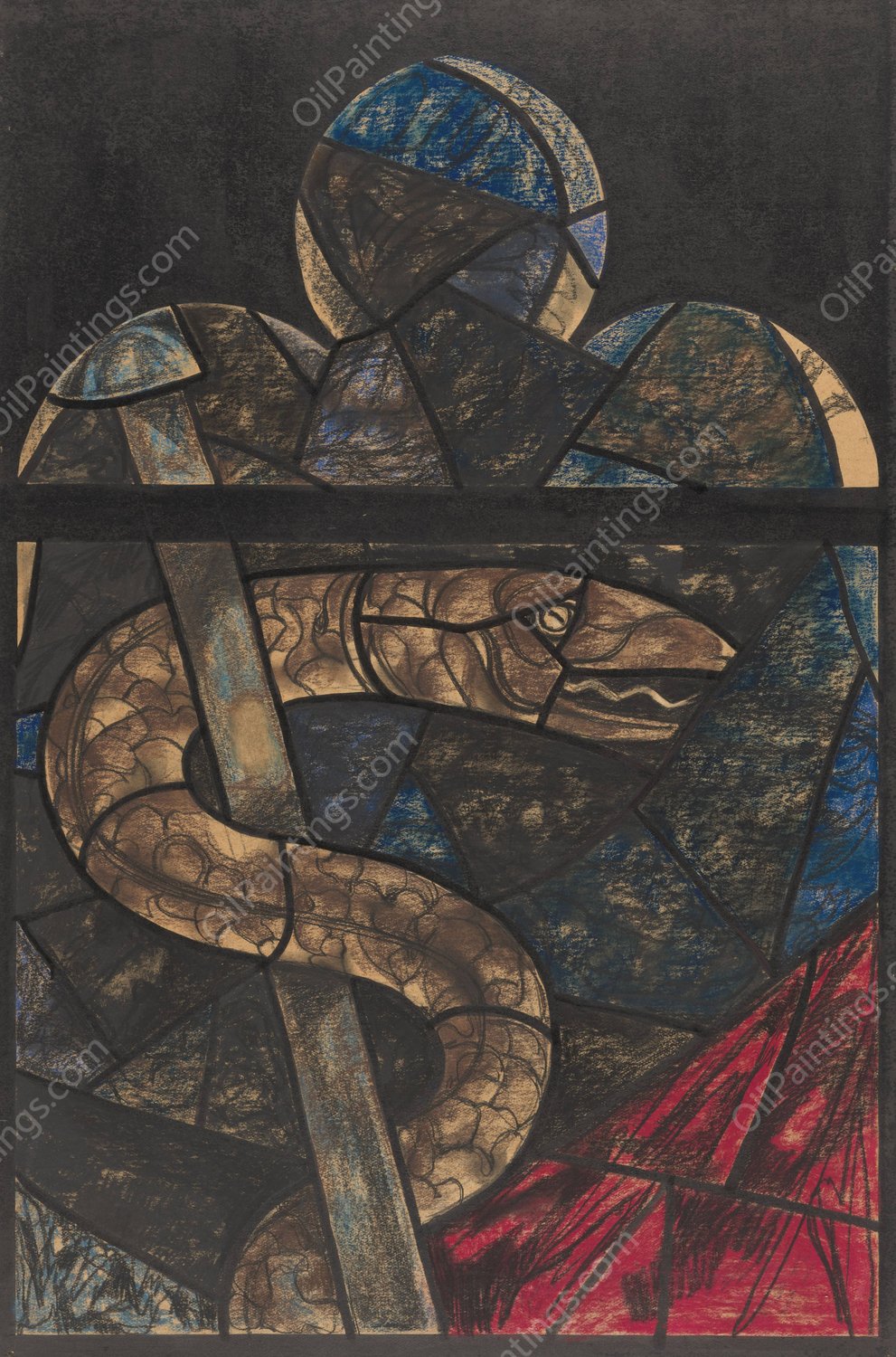 Ontwerp voor raam in het Noordertransept in de Dom te Utrecht 61  by Richard Nicolaus Roland Holst - Hand-Painted Oil Painting Reproduction