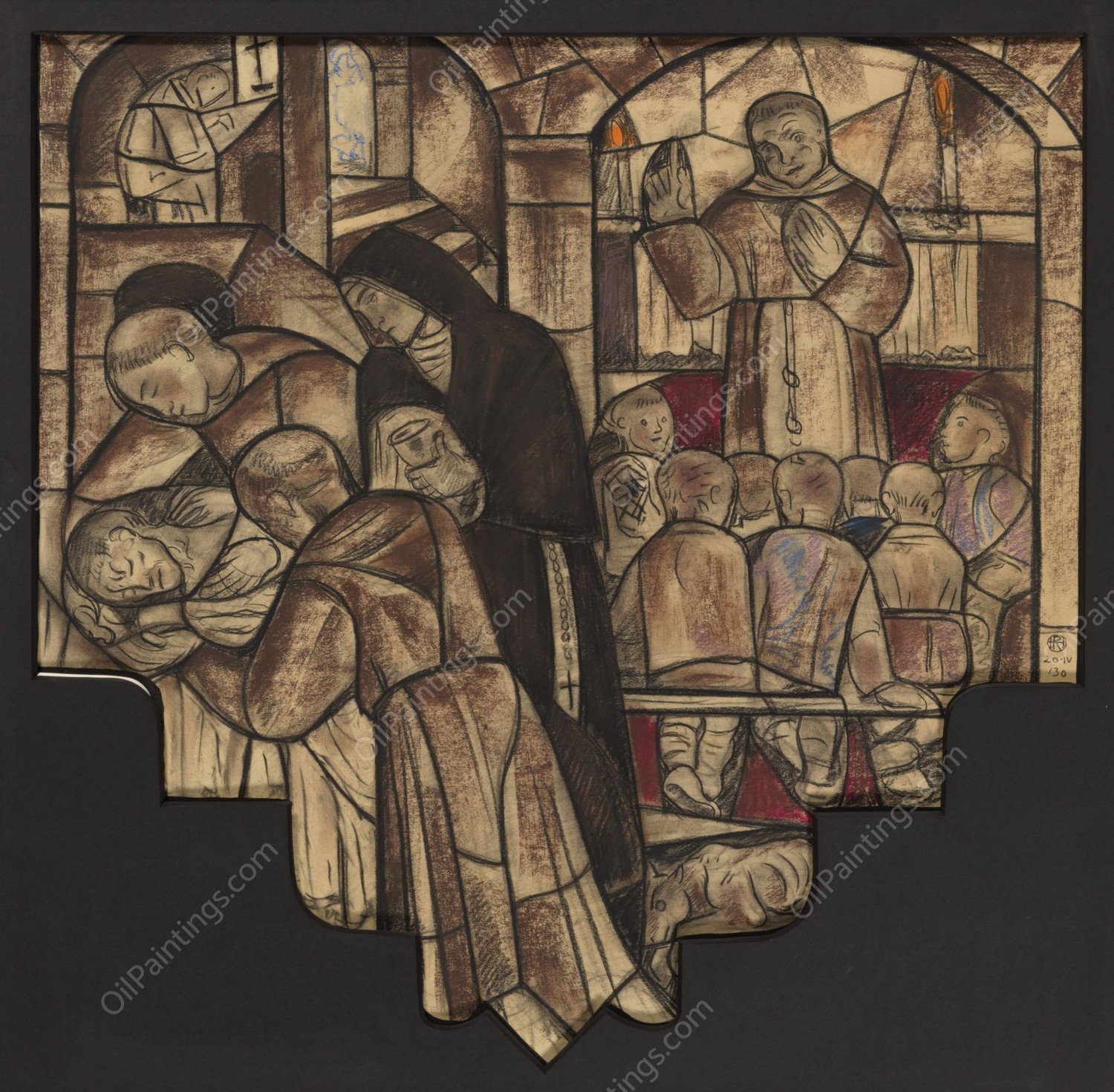 Ontwerp voor raam in het Stadhuis in Amsterdam 3  by Richard Nicolaus Roland Holst - Hand-Painted Oil Painting Reproduction