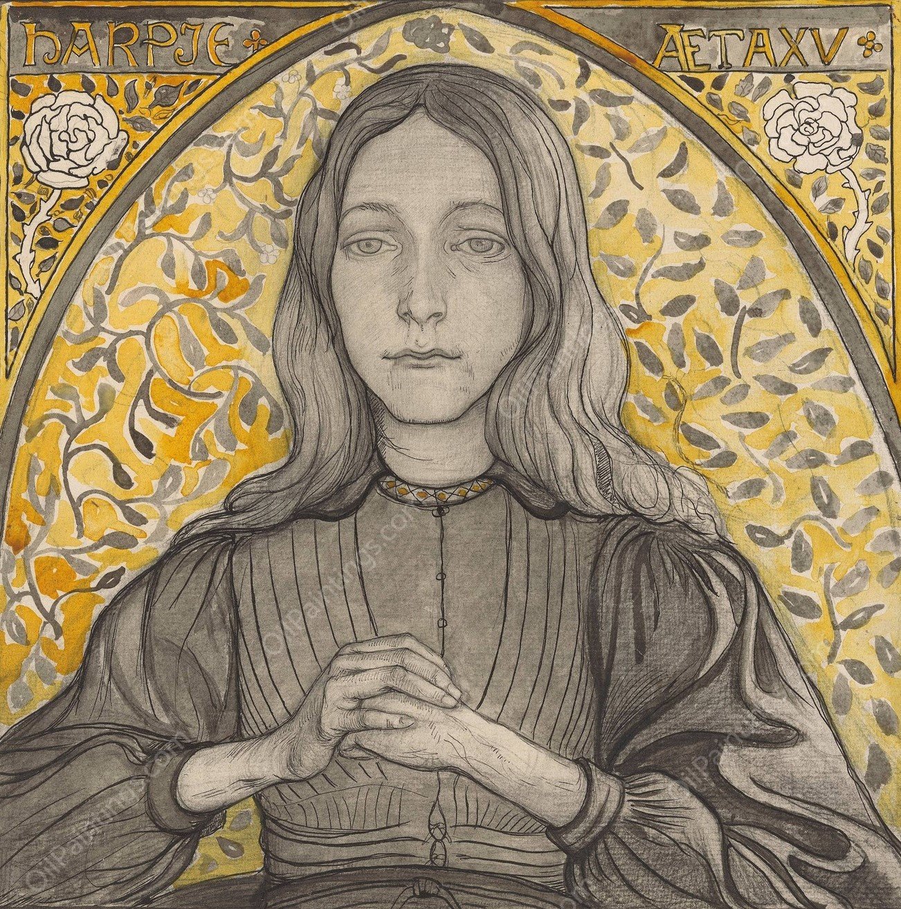 Portrait of Harpje, Aged 15  by Richard Nicolaus Roland Holst - Hand-Painted Oil Painting Reproduction