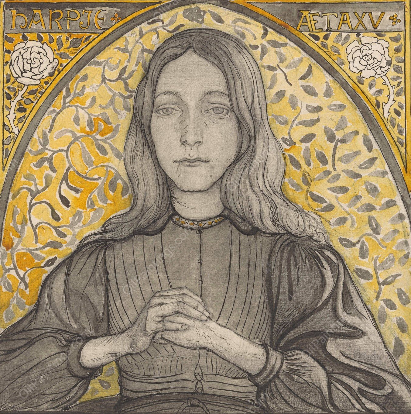 Portrait of Harpje, Aged 15  by Richard Nicolaus Roland Holst - Hand-Painted Oil Painting Reproduction