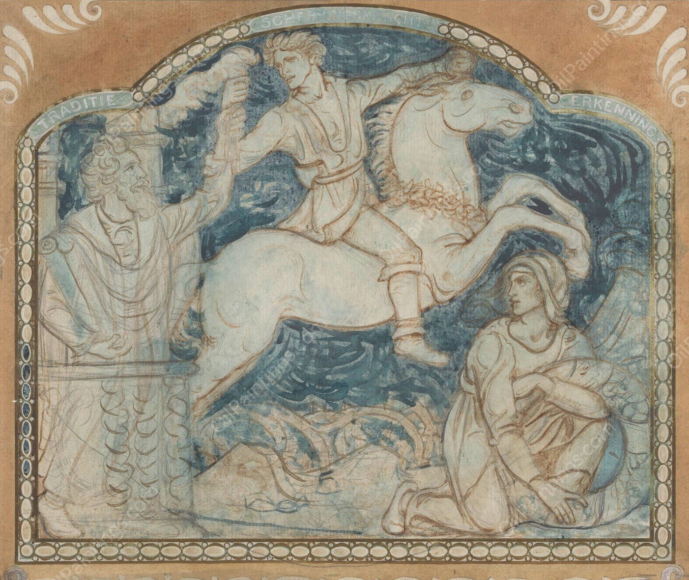 Traditie, Scheppingskracht en Erkenning  by Richard Nicolaus Roland Holst - Hand-Painted Oil Painting Reproduction