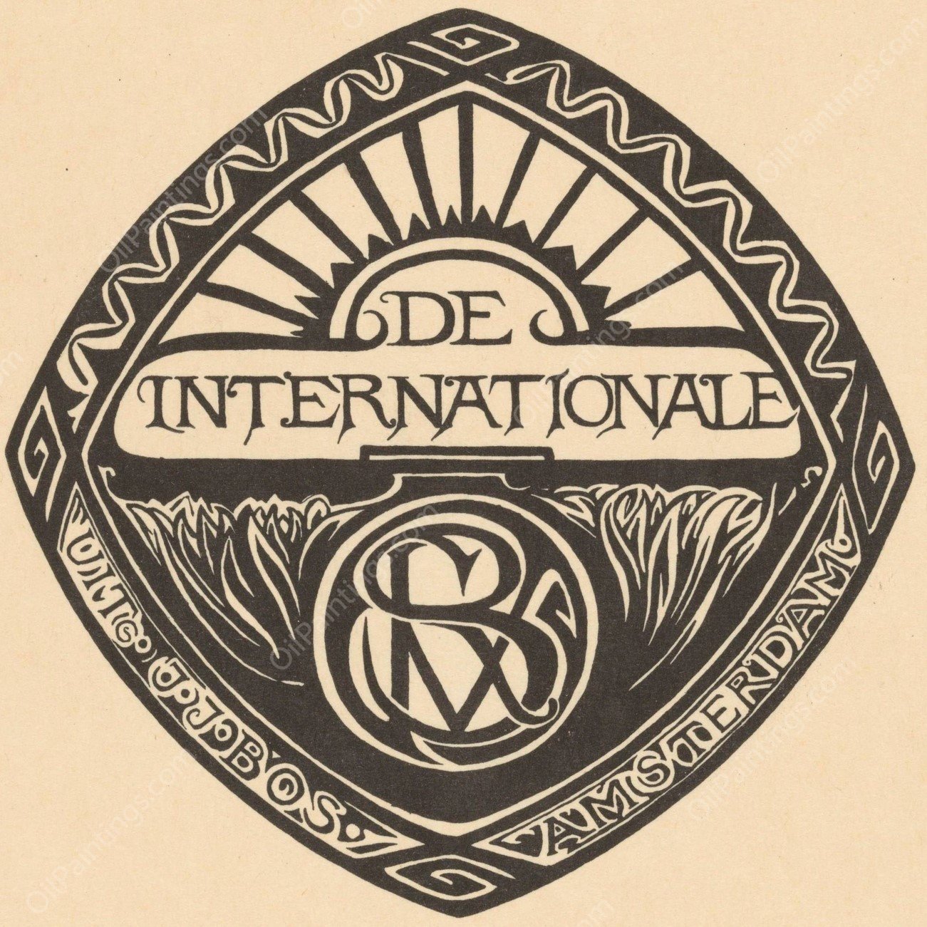 Zonsopgang of zonsondergang boven een landschap  by Richard Nicolaus Roland Holst - Hand-Painted Oil Painting Reproduction