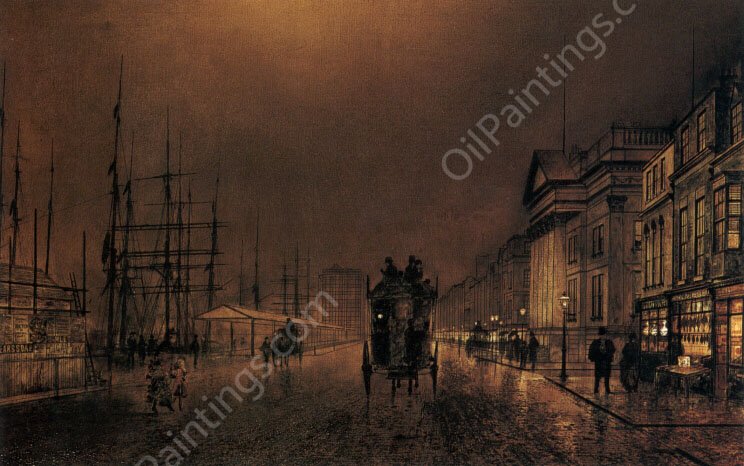 Liverpool Docks by Richard Thomas Moynan - Hand-Painted Oil Painting Reproduction