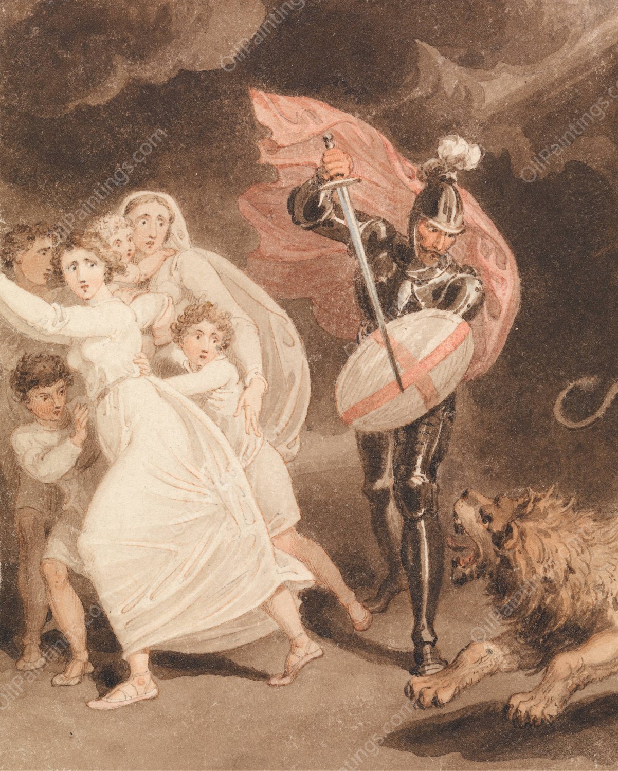 Greatheart's Battle with Grim by Richard Westall - Hand-Painted Oil Painting Reproduction