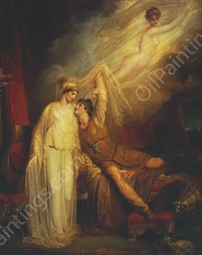 Reconciliation of Helen and Paris by Richard Westall - Hand-Painted Oil Painting Reproduction