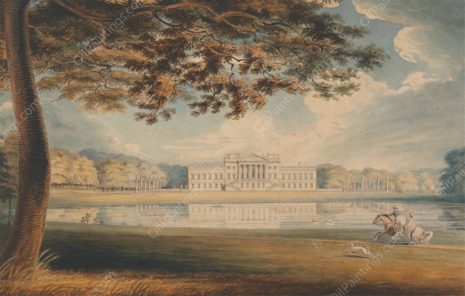 Wanstead House by Richard Westall - Hand-Painted Oil Painting Reproduction