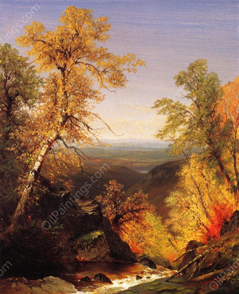 The Top of Kaaterskill Falls, Autumn by Richard William Hubbard - Hand-Painted Oil Painting Reproduction
