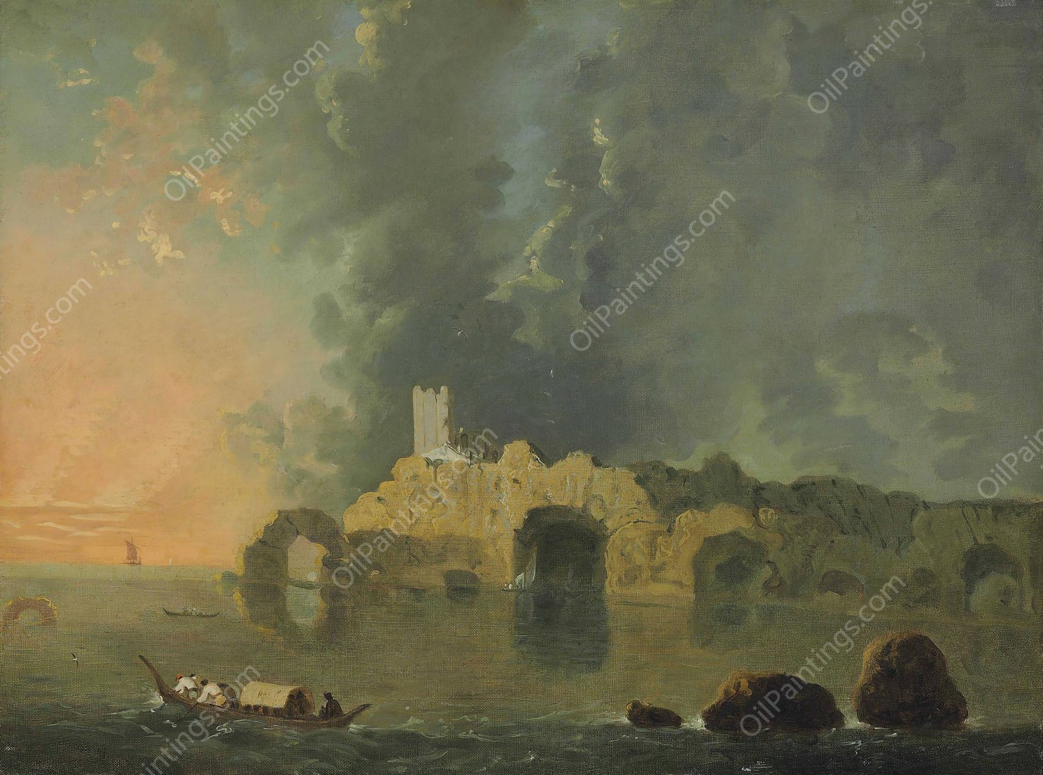 Torre Delle Grotte, Near Naples by Richard Wilson - Hand-Painted Oil Painting Reproduction