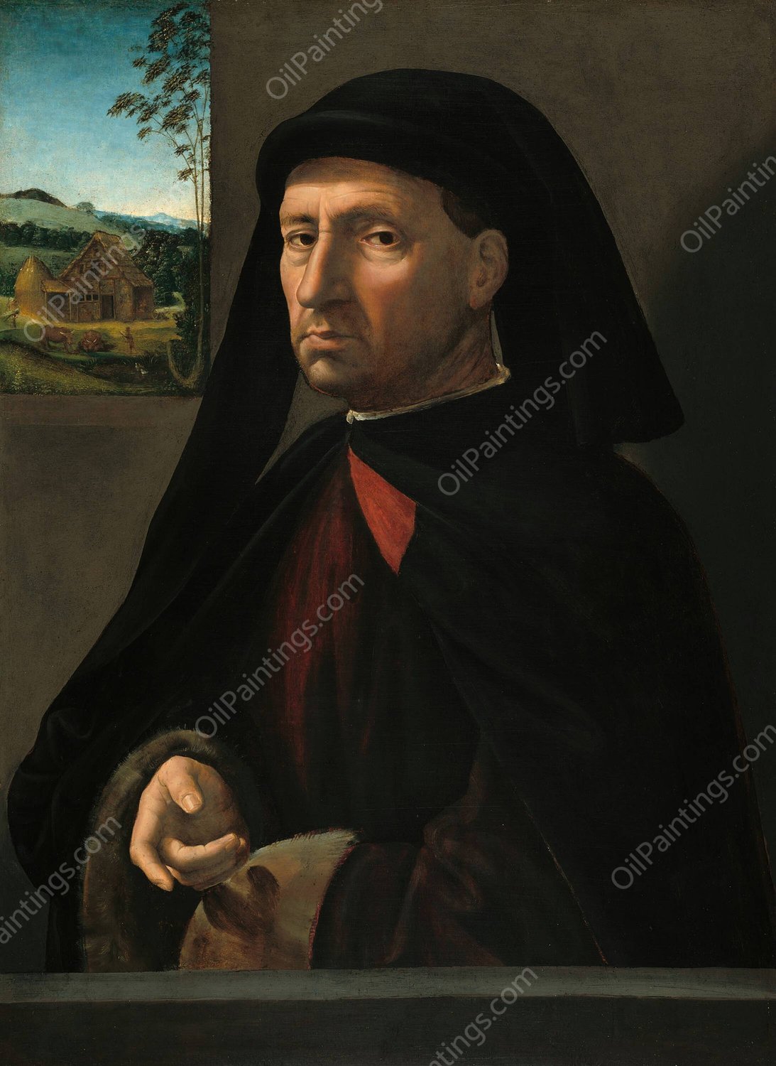 Portrait of a Gentleman  by Ridolfo Ghirlandaio - Hand-Painted Oil Painting Reproduction