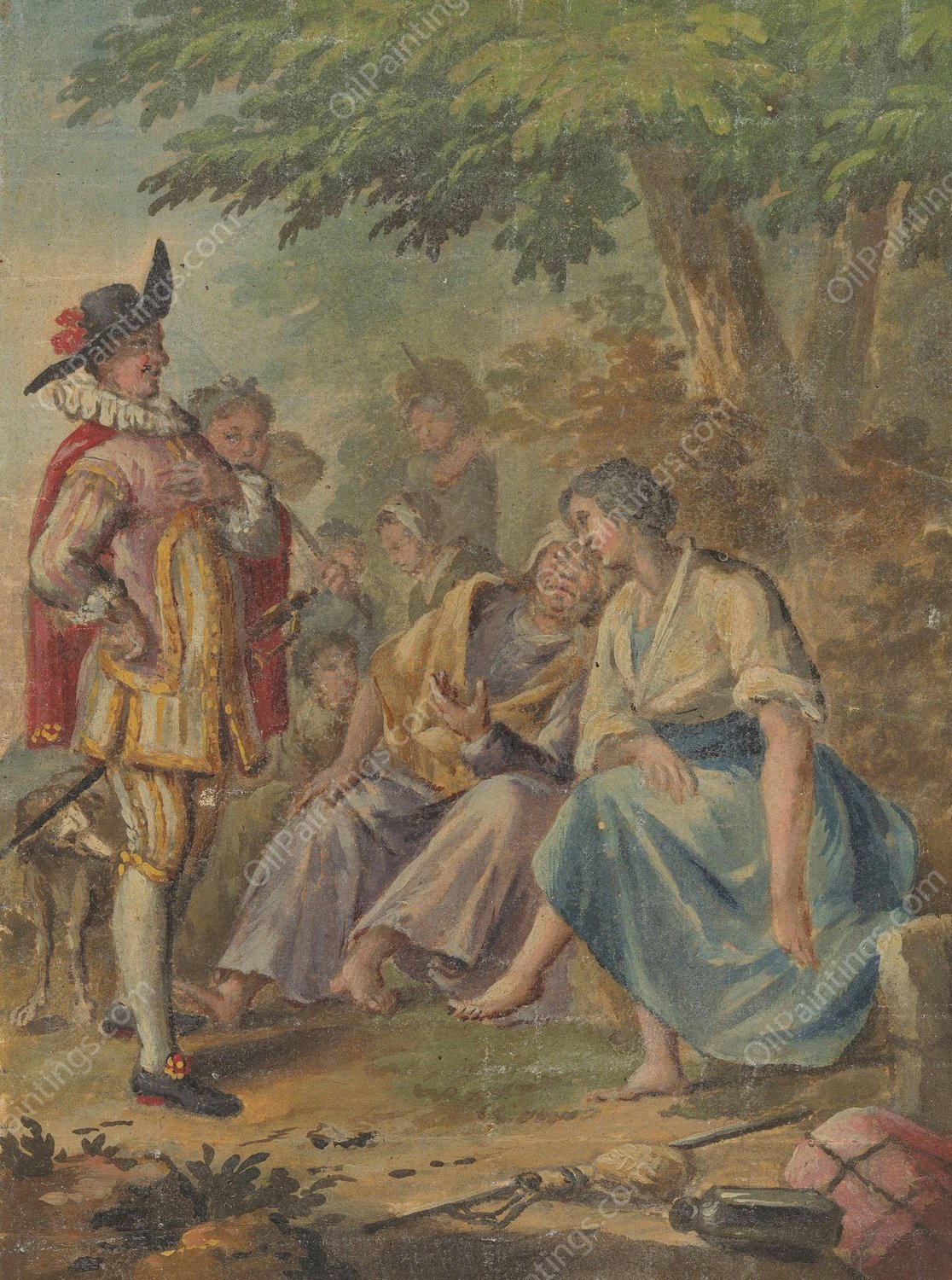 Ontwerp voor een behangselschildering of schilderij met het Spaanse Heidin Preciosa en Don Juan  by Rienk Keyert - Hand-Painted Oil Painting Reproduction