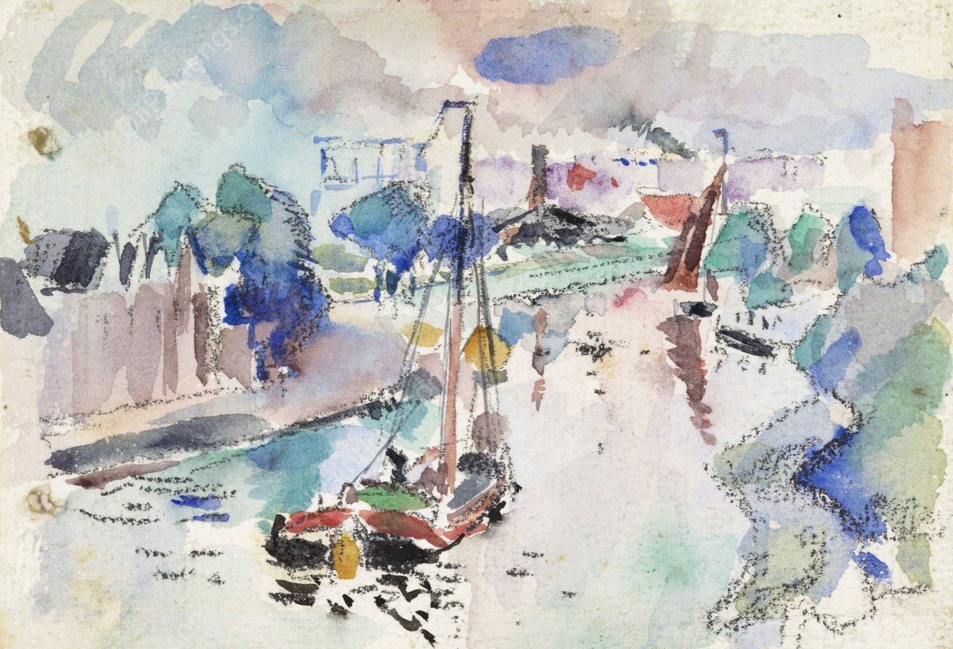 De Kostverloren Vaart te Amsterdam gezien in noordelijke richting  by Rik Wouters - Hand-Painted Oil Painting Reproduction