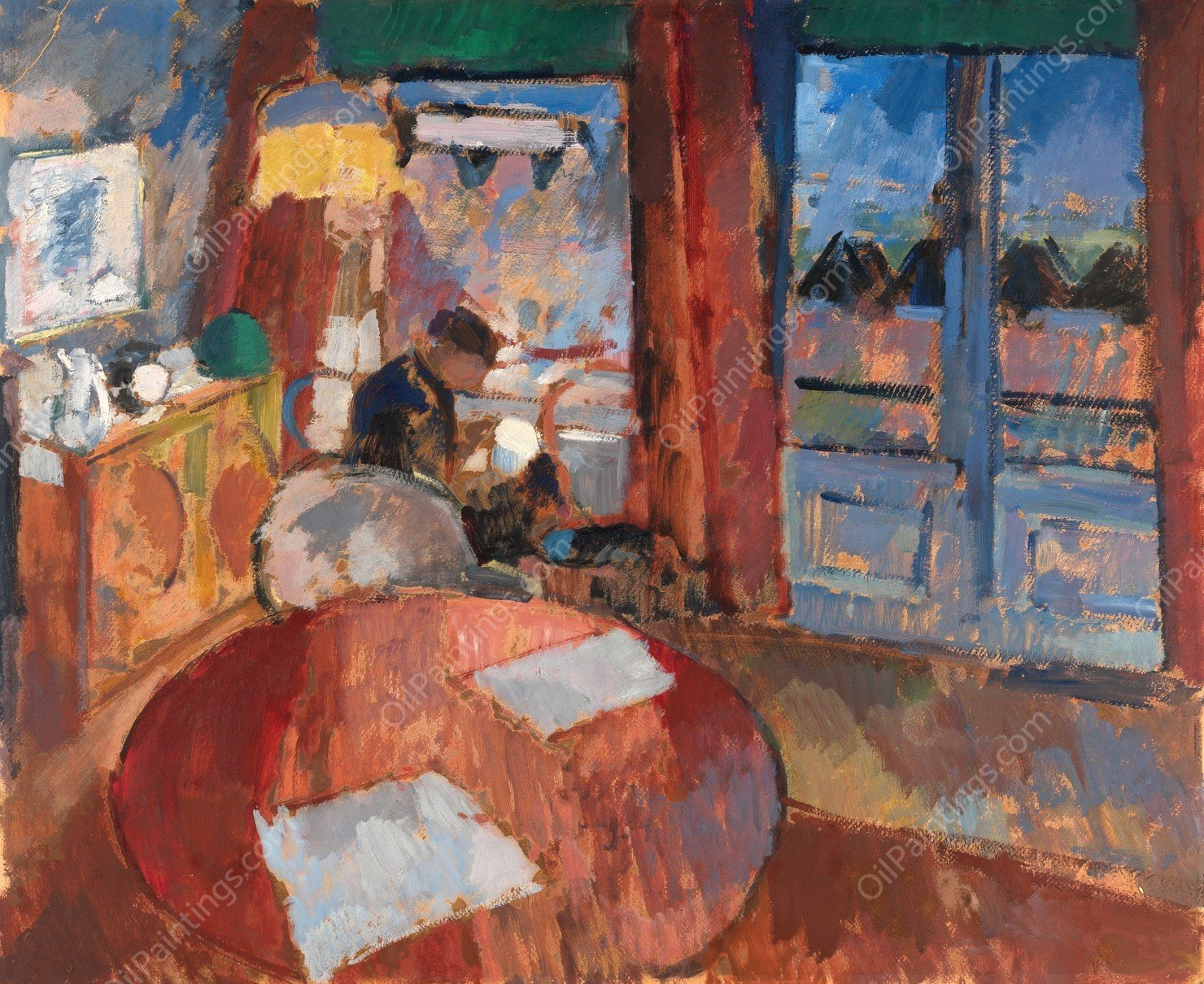 Interior with Embroiderer  by Rik Wouters - Hand-Painted Oil Painting Reproduction