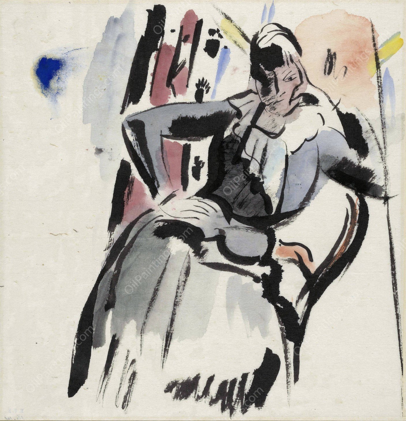 Zittende vrouw  by Rik Wouters - Hand-Painted Oil Painting Reproduction