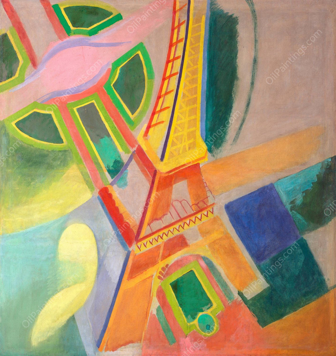 Eiffel Tower  by Robert Delaunay - Hand-Painted Oil Painting Reproduction