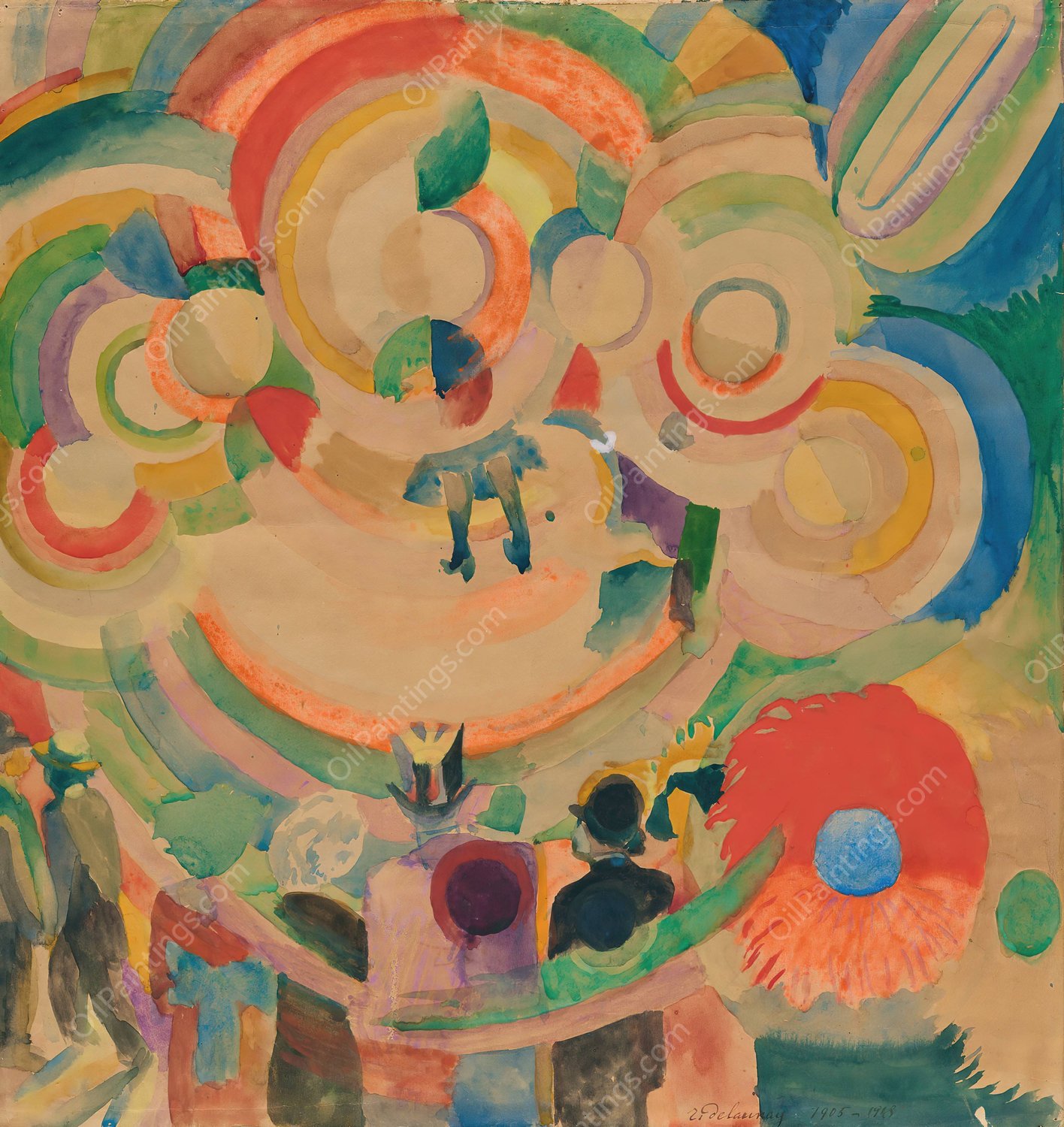 Manege de cochons  by Robert Delaunay - Hand-Painted Oil Painting Reproduction