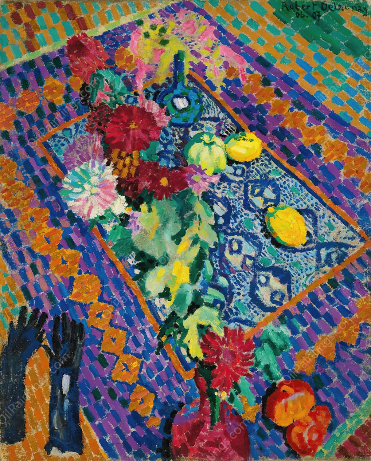 Nature Morte Aux Gants  by Robert Delaunay - Hand-Painted Oil Painting Reproduction