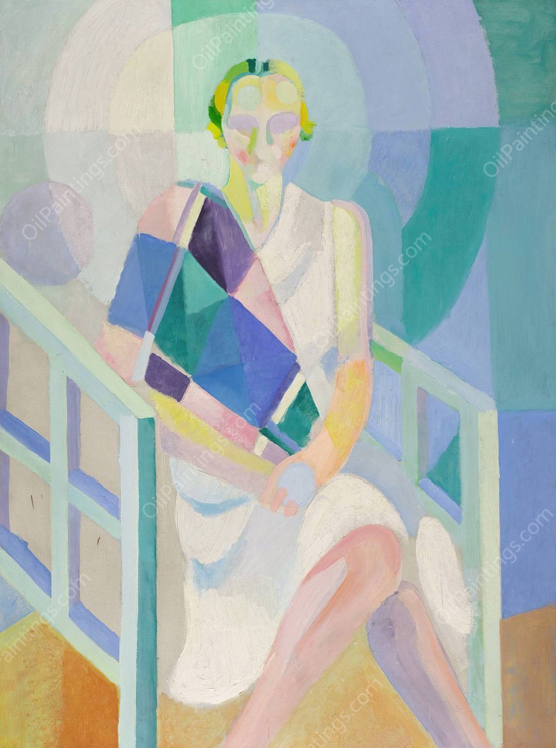 Portrait de Madame Heim  by Robert Delaunay - Hand-Painted Oil Painting Reproduction