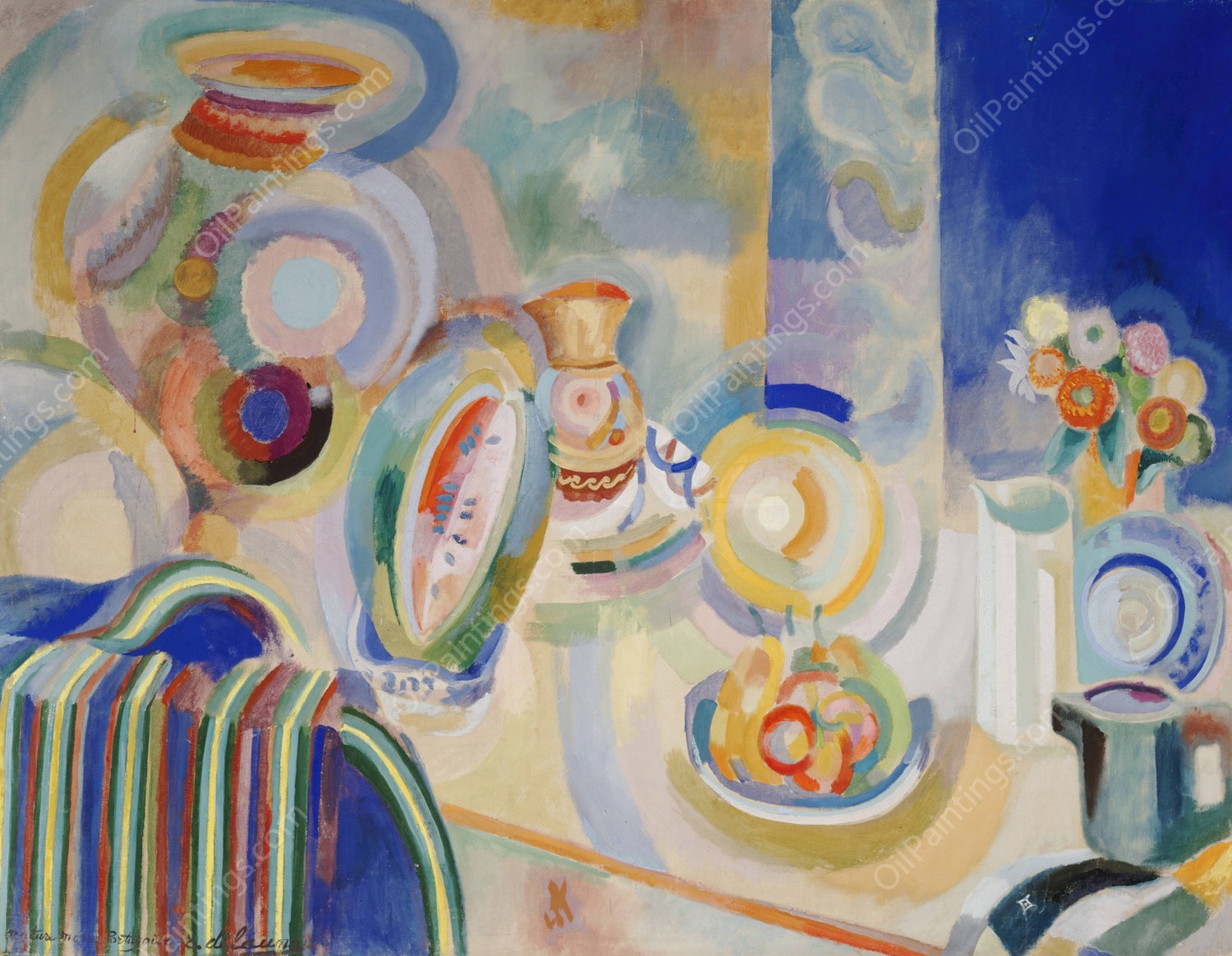 Portuguese Still Life   by Robert Delaunay - Hand-Painted Oil Painting Reproduction