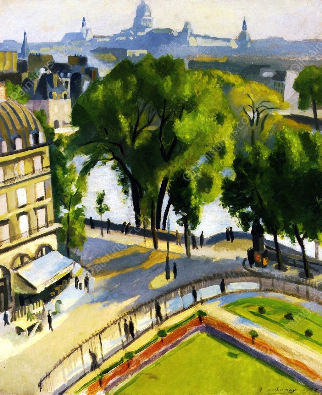 View of the Quai de Louvre by Robert Delaunay - Hand-Painted Oil Painting Reproduction