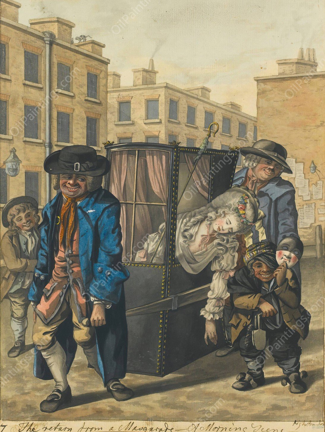 The Return From The Masquerade - A Morning Scene by Robert Dighton - Hand-Painted Oil Painting Reproduction