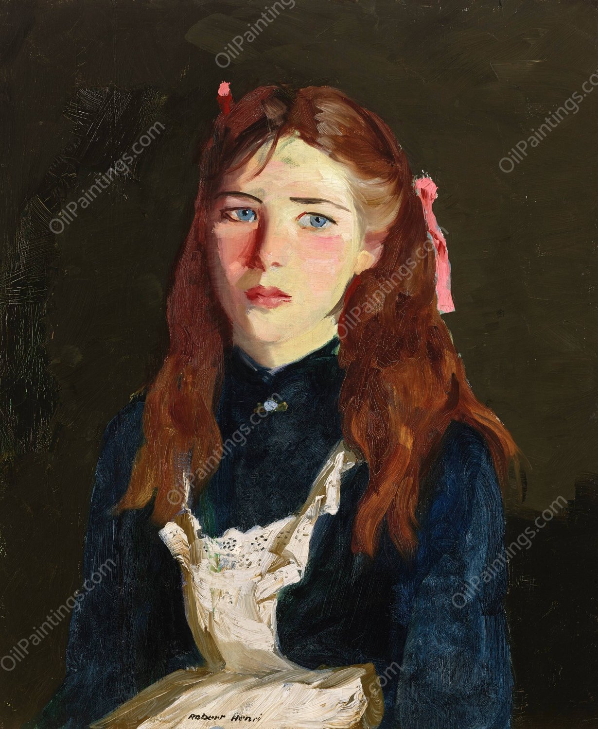 Irish Lass  by Robert Henri - Hand-Painted Oil Painting Reproduction