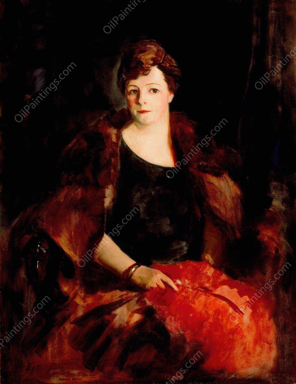 Portrait of Mrs. William Preston Harrison  by Robert Henri - Hand-Painted Oil Painting Reproduction